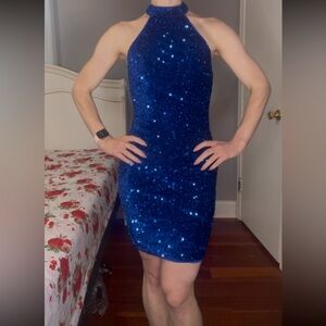 Blue halter dress